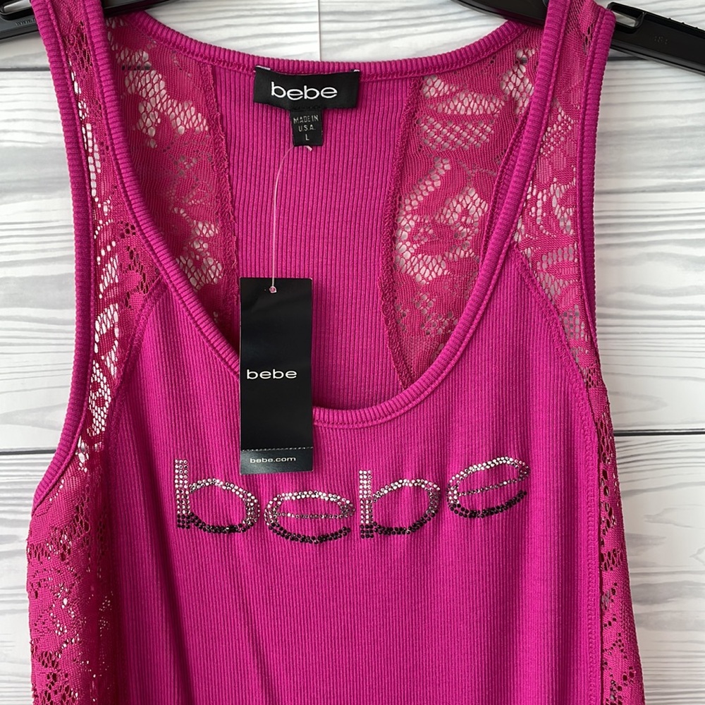 Bebe Lace & Rhinestone Racerback Tank - Picture 6 of 6